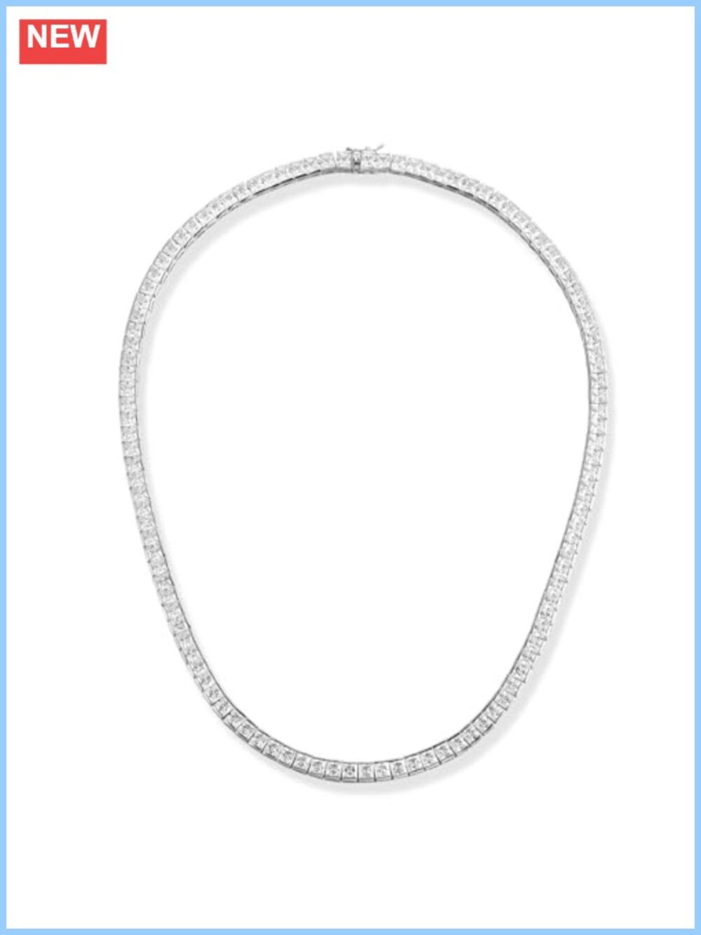 18K Gold Plated 4mm Square Cubic Zirconia Tennis Necklace 16 Inch
